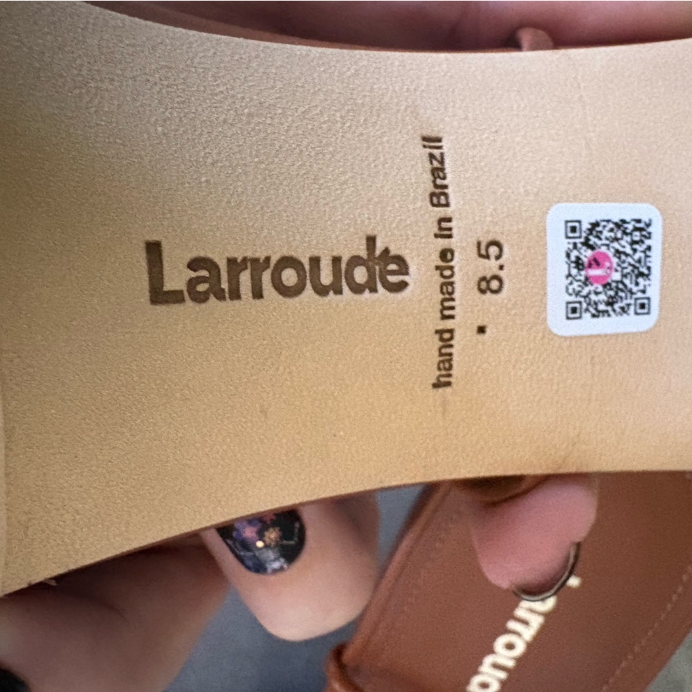 Larroude Leather Gloria Sandal Heels Lace Up Caramel Tan w Clear Heel 8.5 NIB - Picture 6 of 12